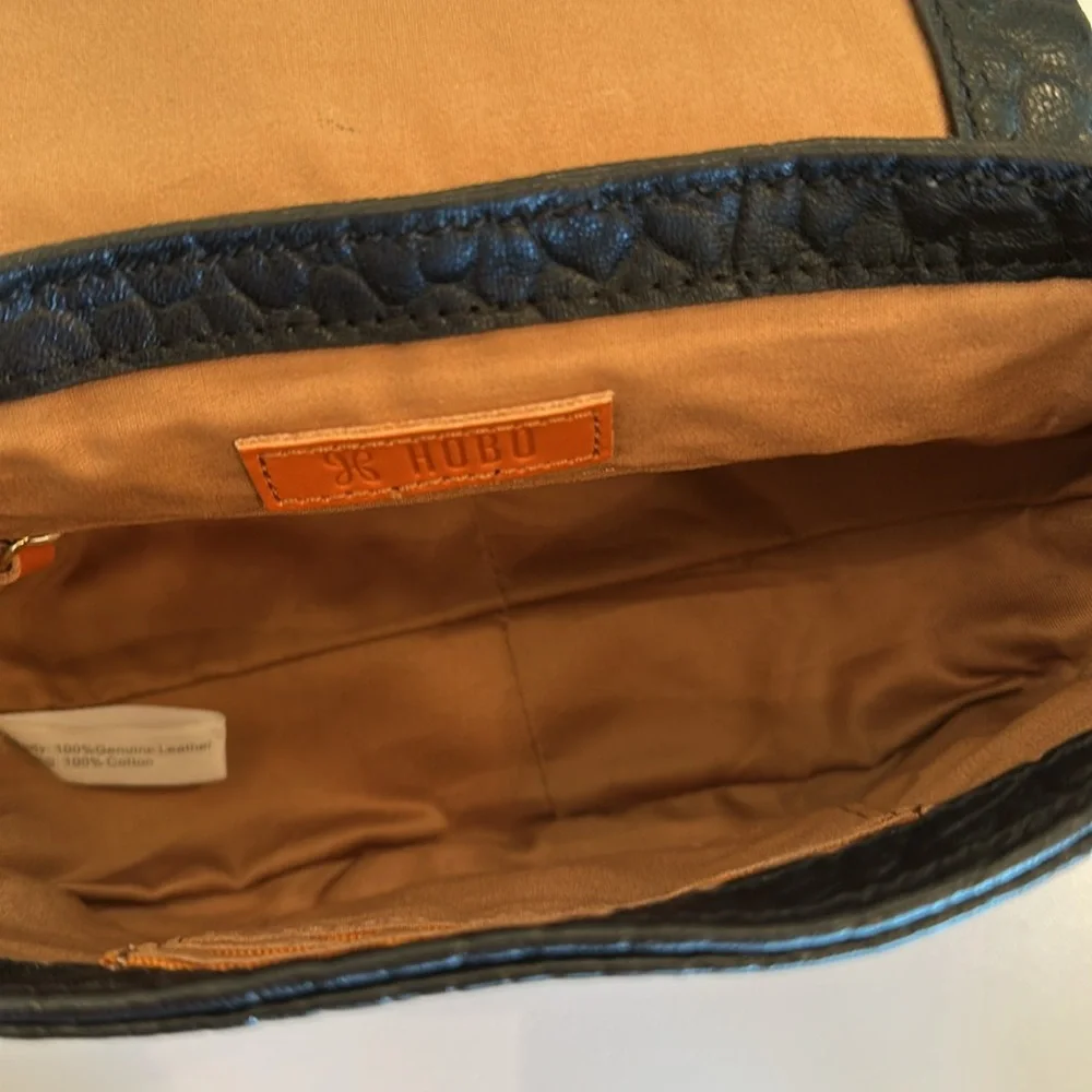 New HOBO Leather Black Bag with Textured Finish. Pristine condition.
